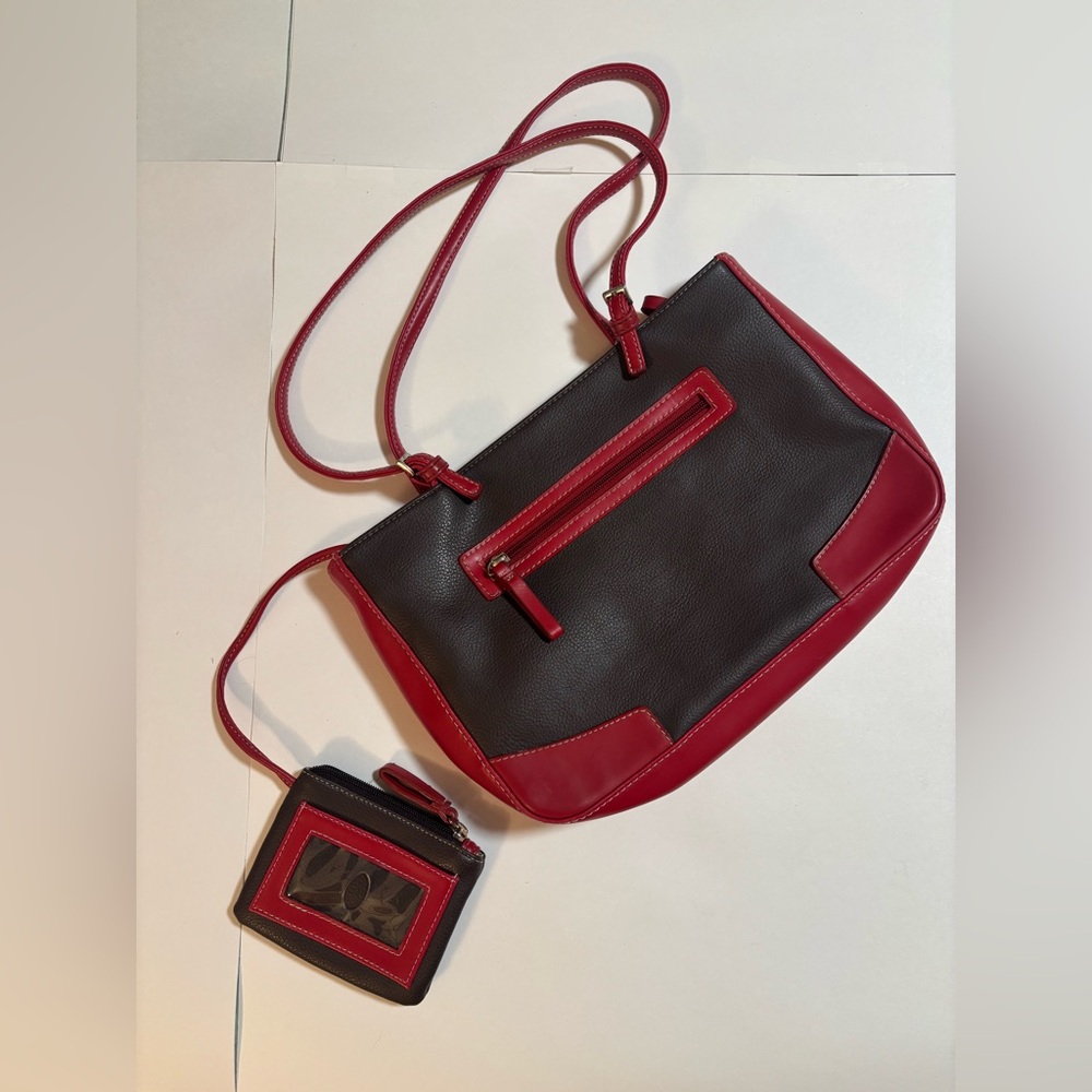 Liz Claiborne Satchel Shoulder Bag, Gray with Red trim Purse